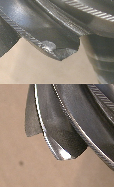 Fixing a chipped Pinion Gear - Some gear sets get chipped or nicked during the manufacturing process or during shipping. In most cases these blemishes are outside the contact pattern, and they can be removed with a few minutes of careful polishing.

First thing is to determine if the nick is in the pattern. If this isn’t obvious by looking at the gear, you can install the set into the housing and run a quick pattern check. When you have determined that the chip or nick is clear of the pattern, use a medium grit 3M disk to polish out the nick. This is necessary to prevent any jagged edges from coming into contact with the gear under load and possibly causing damage.